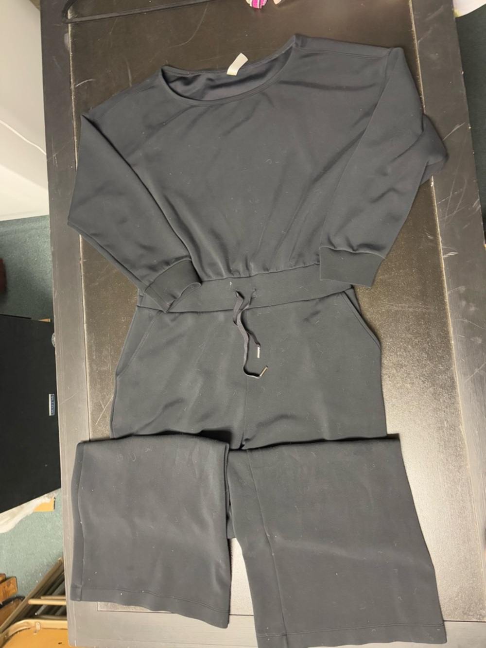 SPANX Black Drawstring Waist Jumpsuit